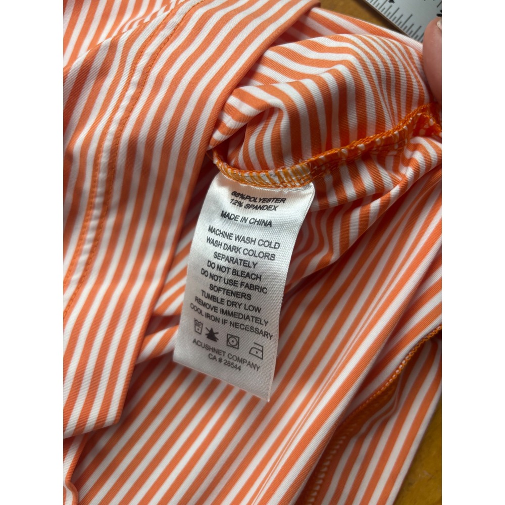 FootJoy Mens Striped Golf Polo Shirt Orange White Short Sleeve Size Medium FJ - Picture 5 of 6